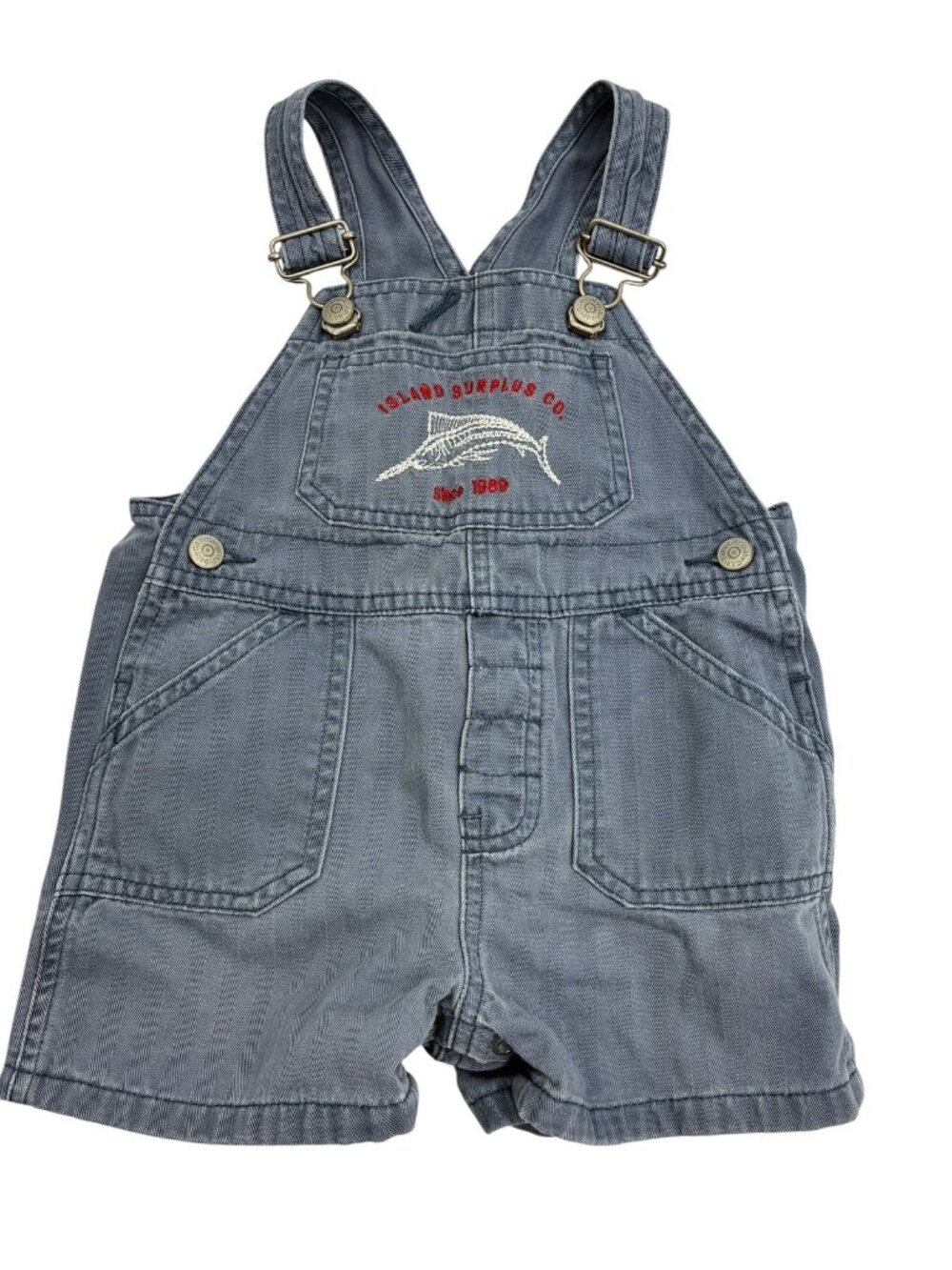 Baby GAP Island Surplus Co. Denim Short Overalls Romper 6-12 Months Blue Cotton